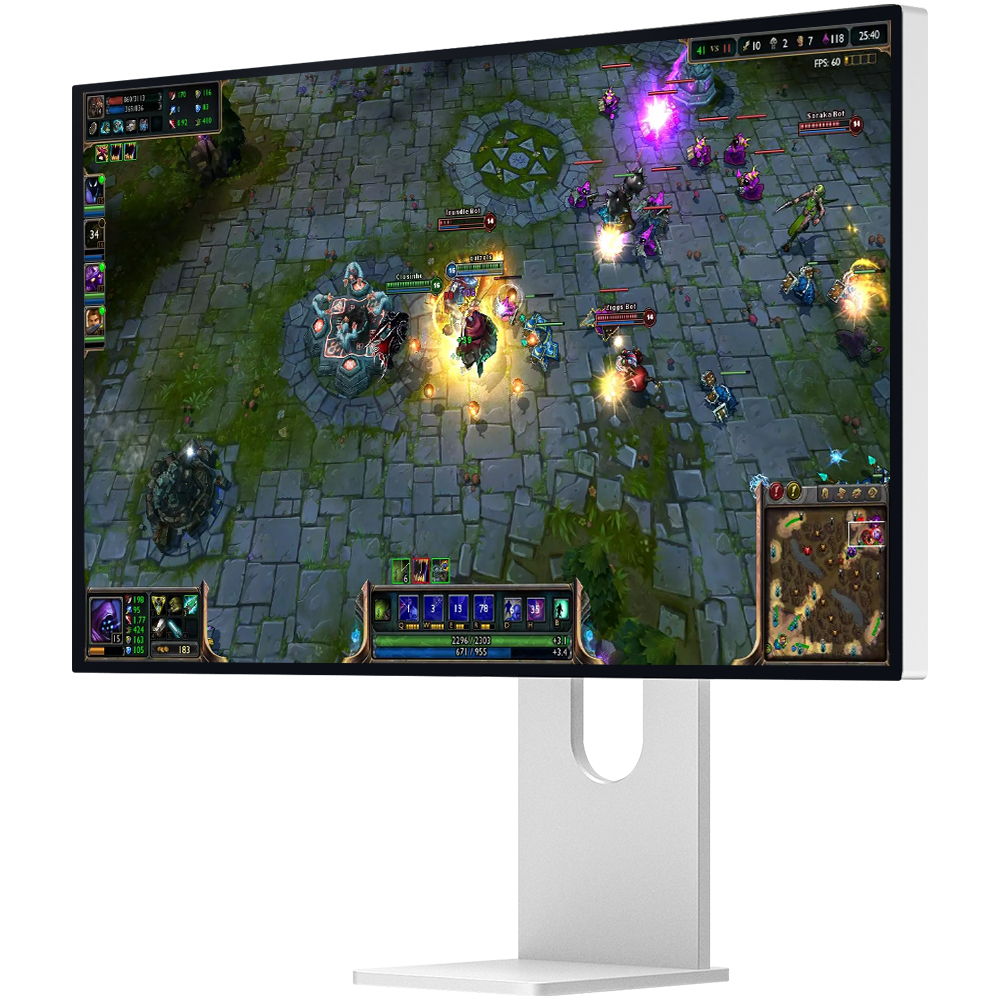 Kuycon P32K monitor — side and front view